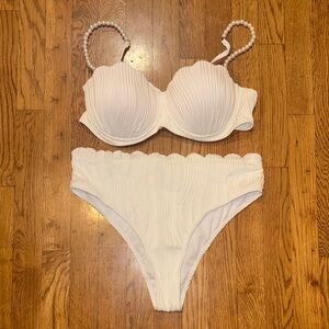White Scalloped Bikini Set